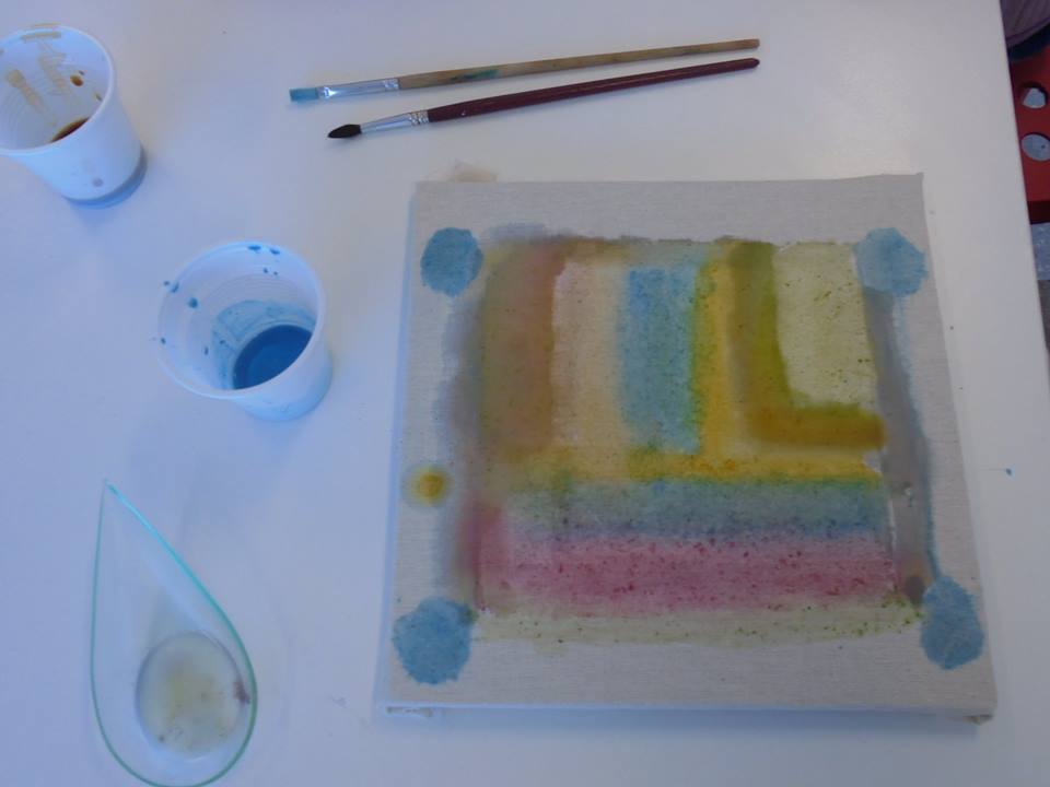 Quador pintado com as tintas fabricadas