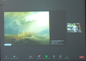 Quadro interativo a projetar a imagem do quadro de William Turner.